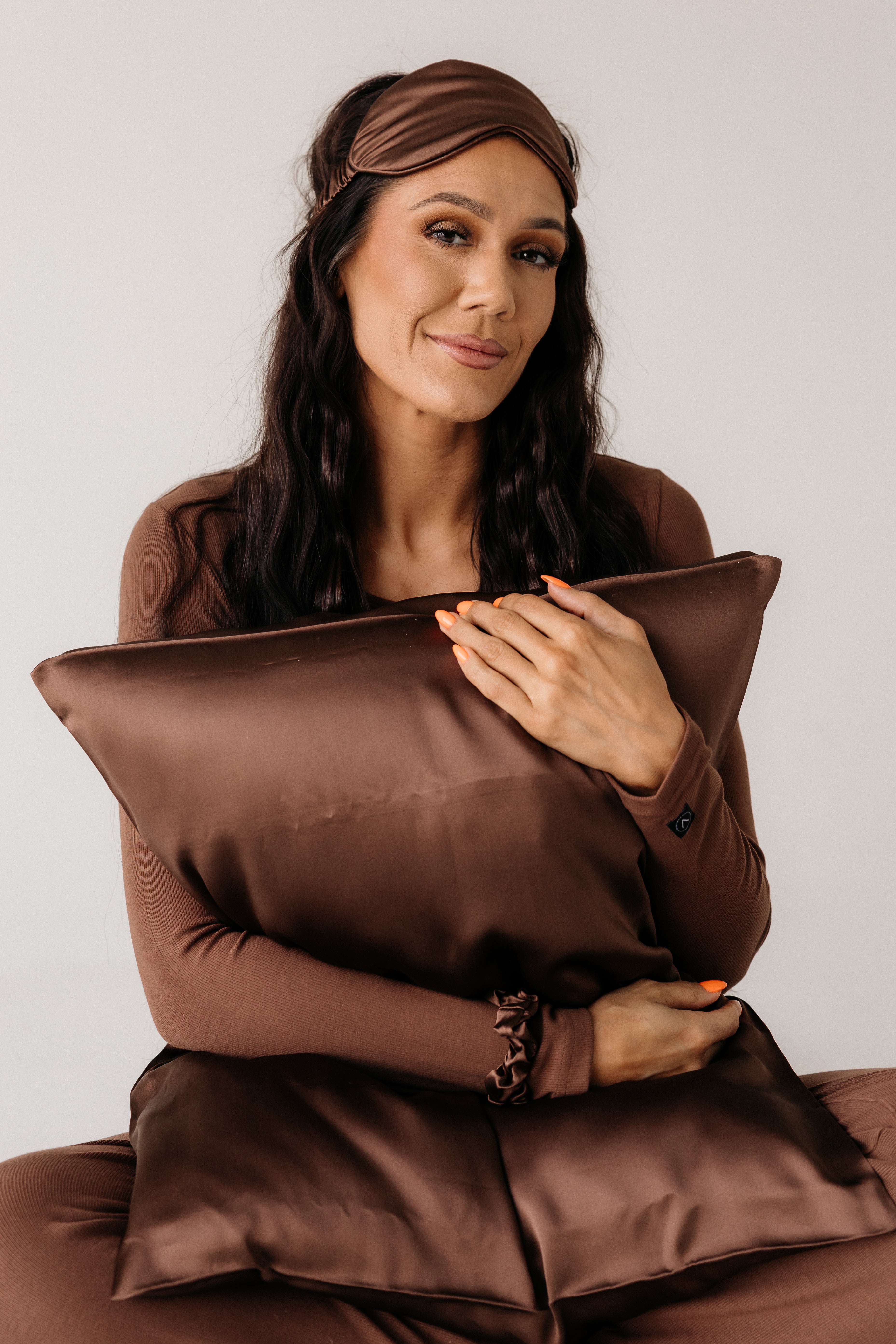 Vilma Home Ribbed náttfatasett - BRÚNT