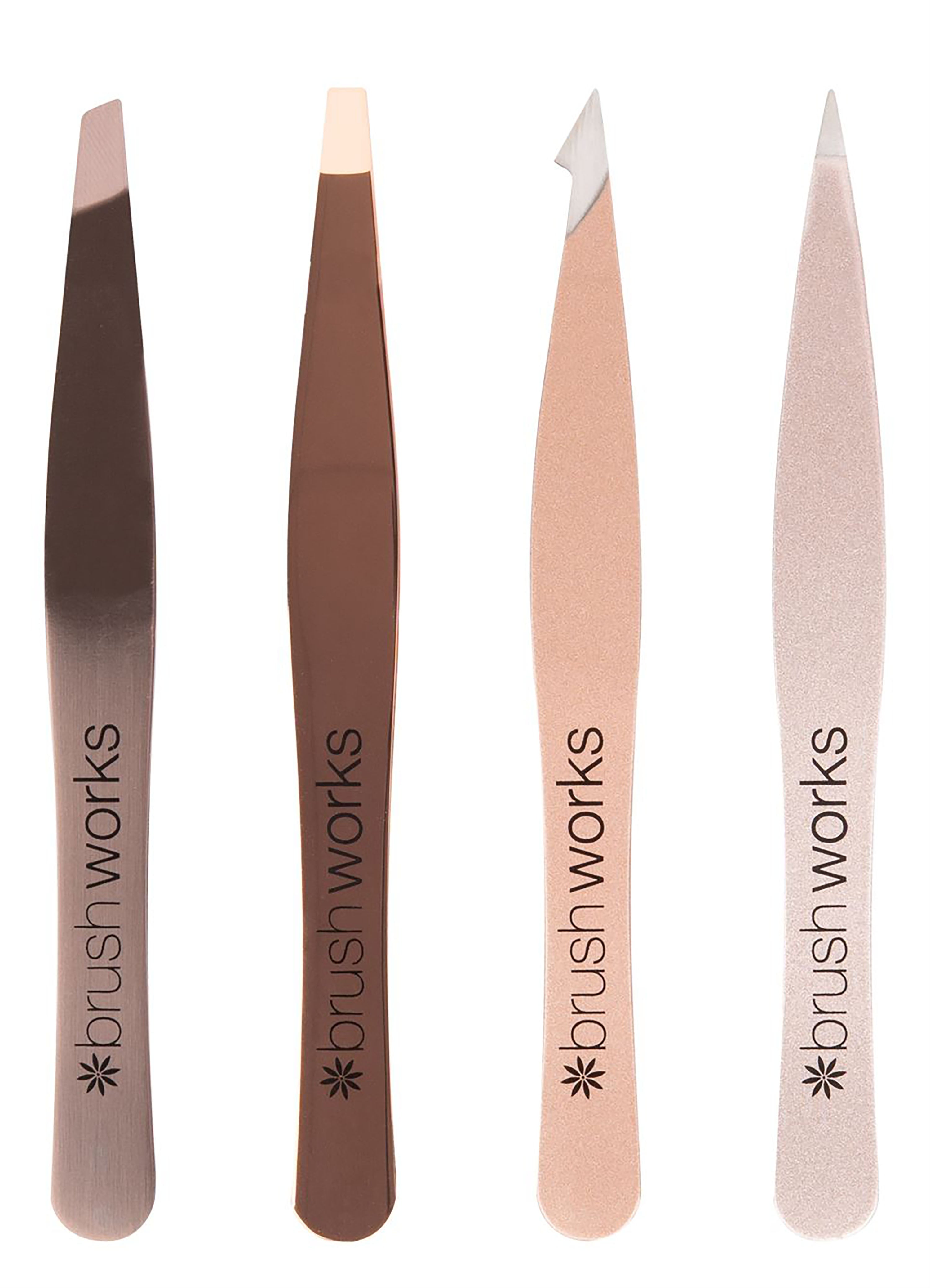 Brushworks 4 Piece Combination Tweezer Set - Gold