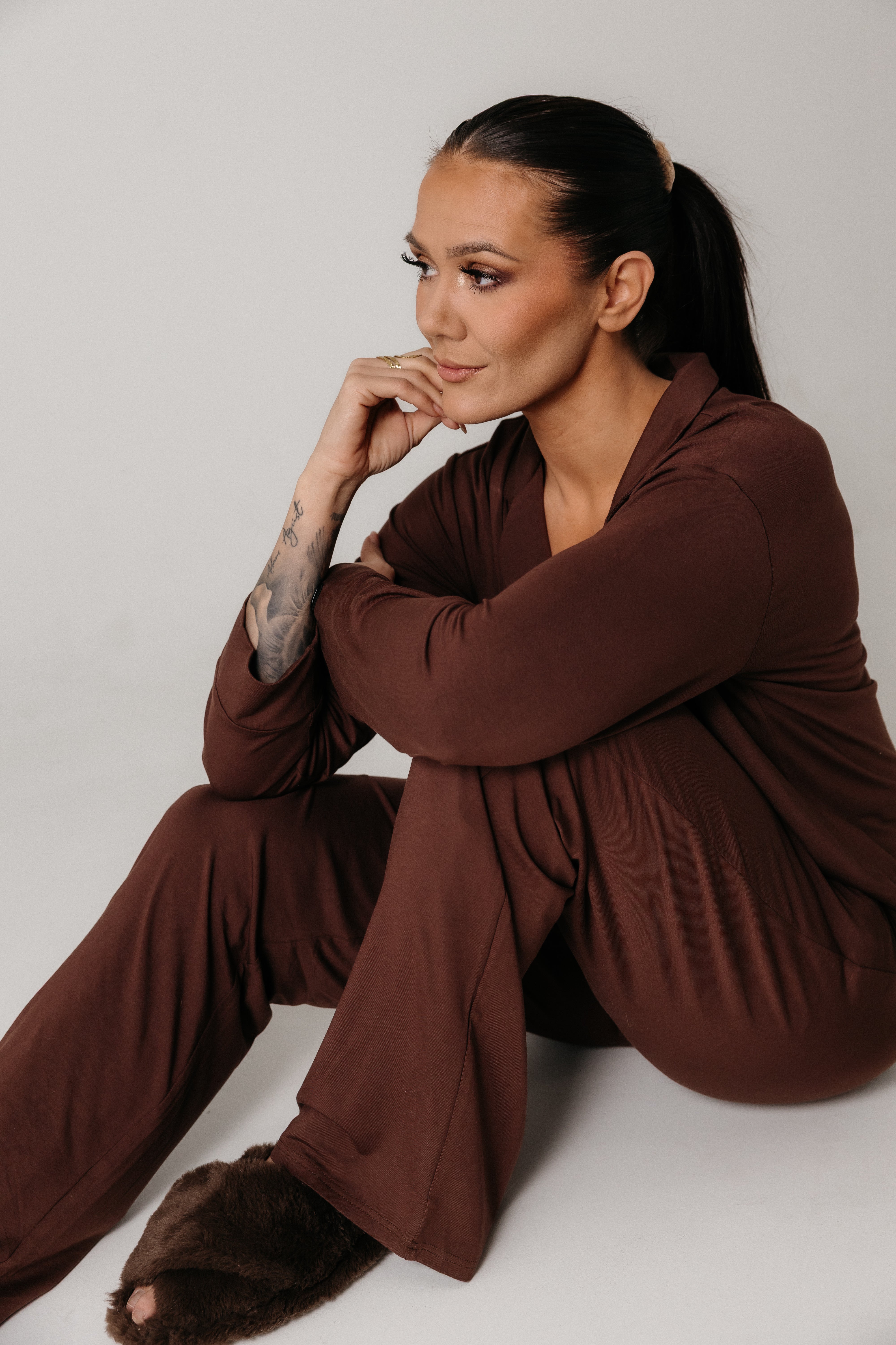 Vilma Home Náttföt úr Modal | Brúnt