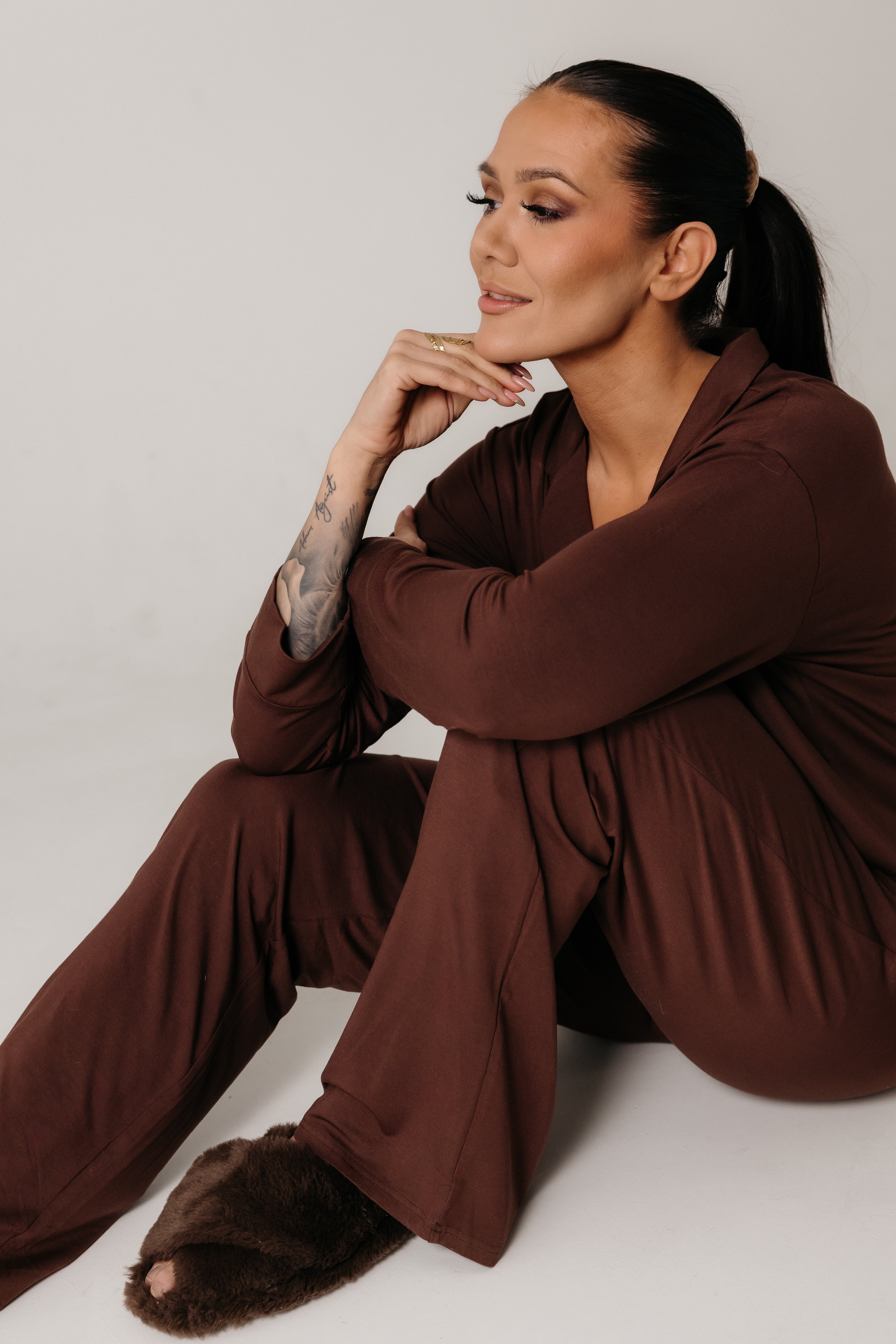 Vilma Home Náttföt úr Modal | Brúnt